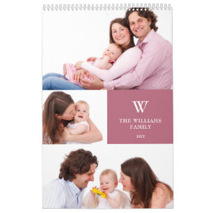 Calendário Foto da família Monogrammed 15 personalizada 2025