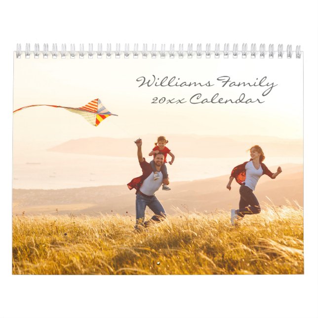 Calendário Foto da família personalizada simples de script mo (Capa)