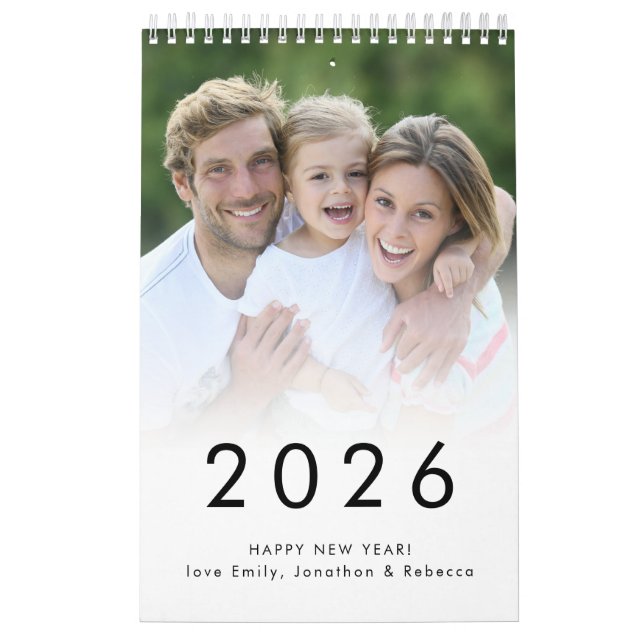 Calendário Foto da família simples por mês Nome 2026 (Capa)