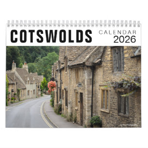 Calendário foto das casas e cidades de Cotswolds 2026