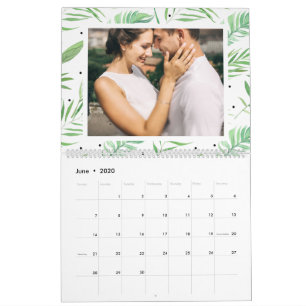 Calendário Foto de Ano Editável de Folhas Tropicais