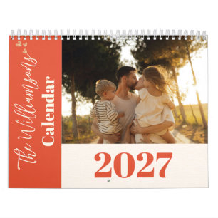 Calendário Foto de Família Personalizada em Terracota Boho Sc