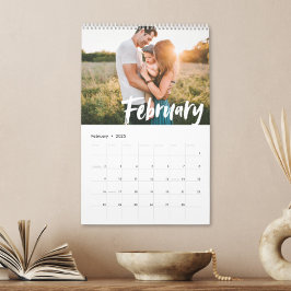 Calendário Foto de Script de COR PERSONALIZÁVEL Moderna em Ch
