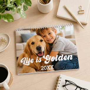 Calendário foto do Golden Retriever A vida é Dourada 2027