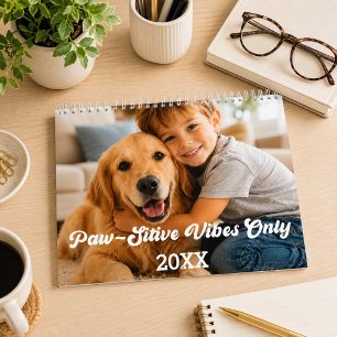 Calendário Foto do Golden Retriever Vibrações Positivas Apena