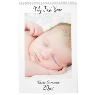 Calendário Foto do primeiro ano de bebê recém-nascido para