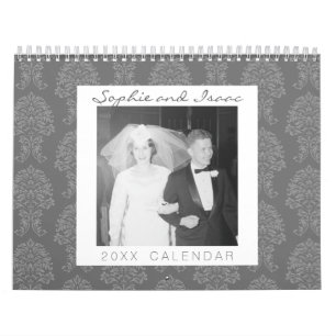 Calendário Foto e Cores damasco personalizadas do casamento 1
