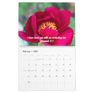 Calendário Foto Floral Original & Escritura Bíblica Personali