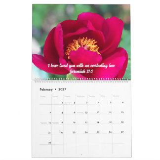 Calendário Foto Floral Original & Escritura Bíblica Personali