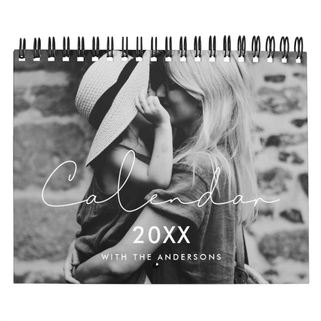 Calendário Foto minimalista da família manuscrita 2026 (Capa)