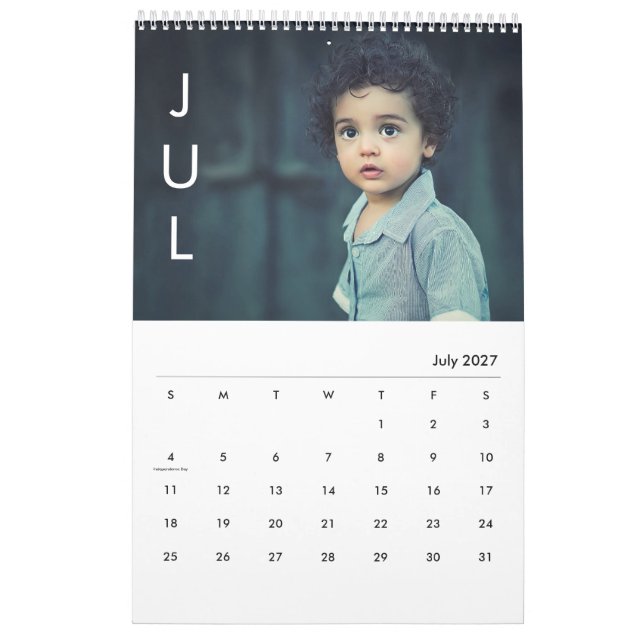 Calendário Foto minimalista de mês simples (Jul 2027)
