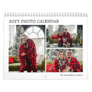 Calendário Foto Moderna da Família Personalizada Xadrez Verme
