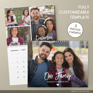 Calendário Foto Moderna Personalizada da Família 2027