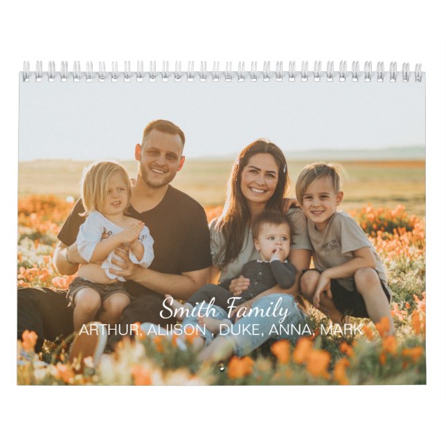 Calendário Foto personalizada da família com nomes personaliz (Capa)