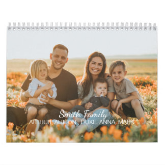 Calendário Foto personalizada da família com nomes personaliz