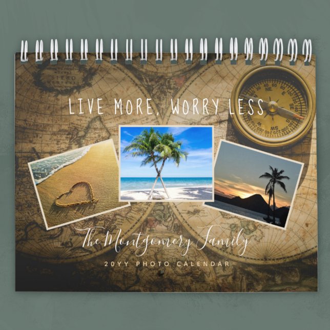 Calendário Foto Personalizada da Família de Férias 2026 (Personalized Vacation Family Photo Calendar)