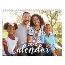 Calendário Foto Personalizada da Família de Script Moderno Si