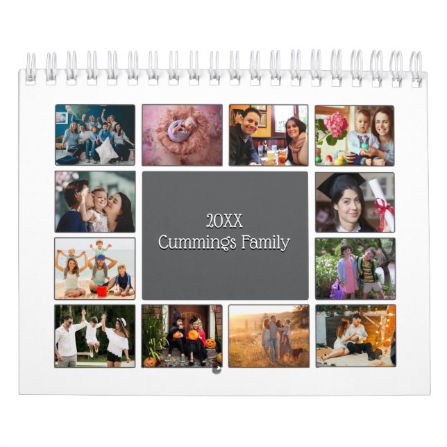 Calendário Foto personalizada do Cobrir branco moderno (Capa)