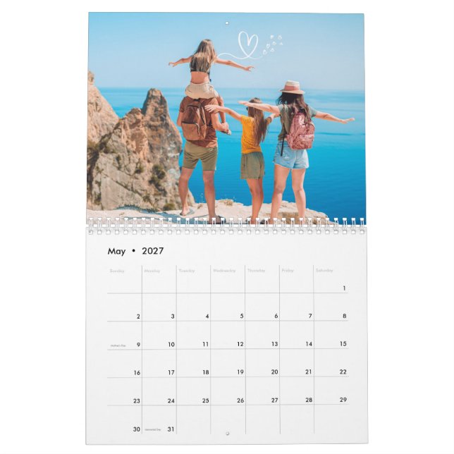 Calendário Foto personalizada moderna 2024 Cria sua própria f (Maio 2027)