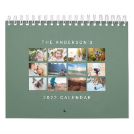 Calendário Foto verde do Sage 2022 personalizada minimalista 