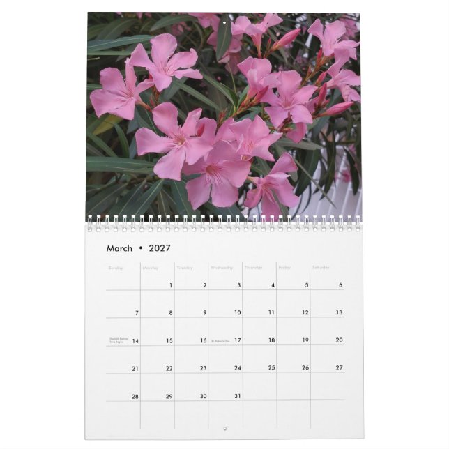 Calendário Fotografia das flores (Mar 2027)