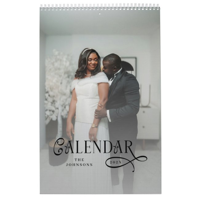 Calendário Fotografia de casamento personalizada com tipograf (Capa)