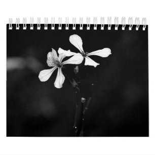 Calendário Fotografia de flores em preto e branco