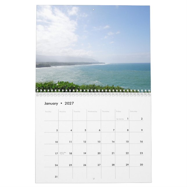 Calendário Fotografia Kauai Hawaii (Jan 2027)