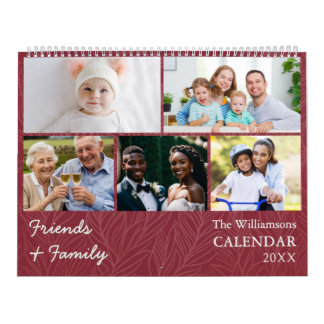 Calendário Fotografias Personalizadas de Cranberry Red para a