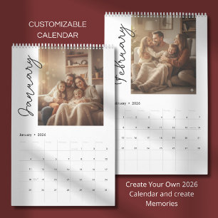 Calendário Fotos com Design Moderno Personalizado Simples