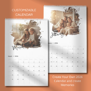 Calendário Fotos com Design Moderno Personalizado Simples