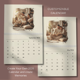 Calendário Fotos com Design Moderno Personalizado Simples