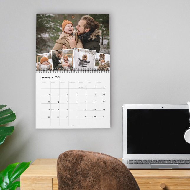 Calendário Fotos da Família de Colagem de Fotos Mensais (Criador carregado)