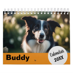 Calendário Fotos de Cachorro Personalizadas Ano Laranja Fotog