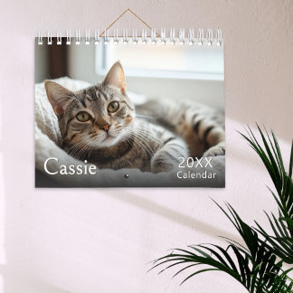 Calendário Fotos de Gatos Personalizadas Elegantes Simples Mi