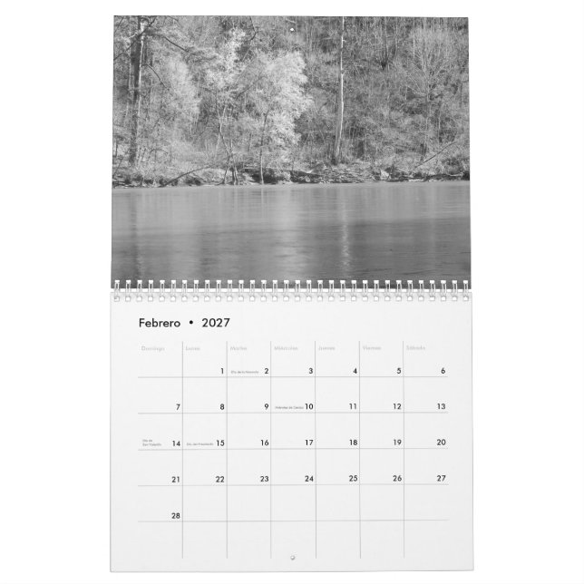 Calendario fotos de naturaleza en blanco o negro (Fev 2027)