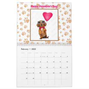 Calendário Fotos Engraçadas Dachshund Texto Personalizado
