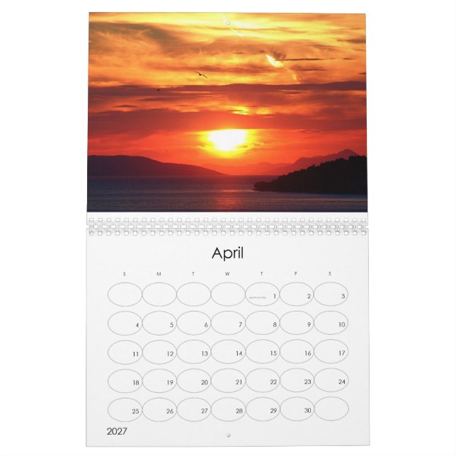 Calendário Fotos Lindo do Sunset (Abr 2027)
