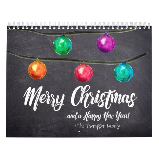 Calendário Fotos Mensais de Aquarela de Natal Personalizada (Capa)