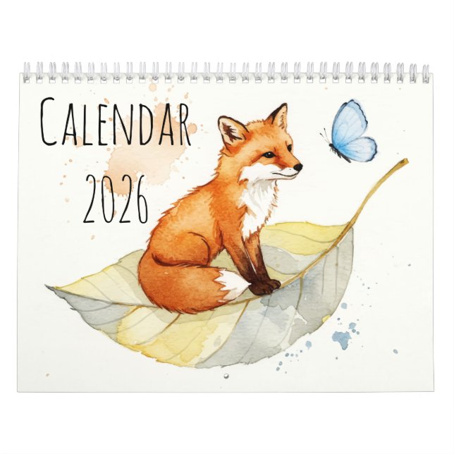 Calendário Fox and a butterfly  Calendar (Capa)