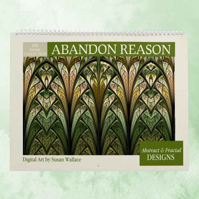 Calendário Fractais de Abstrato da Coleção Verde 2026 (Criador carregado)