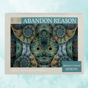 Calendário Fractais de Abstrato de Coleção Azul