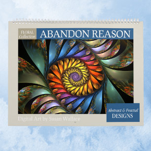 Calendário Fractal Abstrato Floral 2027