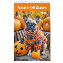 Calendário Frenchie Knit Seasons - 2026 Cozy Dog Calendar
