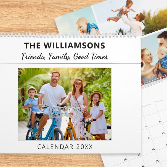 Calendário Friends, Family, Good Times - Photo Collage Custom (A stylish, modern wall calendar to personalize with a collage of your own photos for each month)