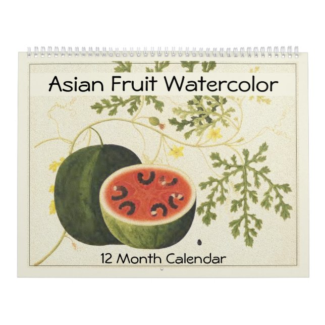 Calendário Fruta asiática Aquarela Decoração moderna do estab (Capa)