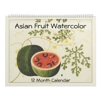 Calendário Fruta asiática Aquarela Decoração moderna do estab
