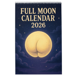 Calendário Full Moon Animals 2026 Funny Wall Calendar