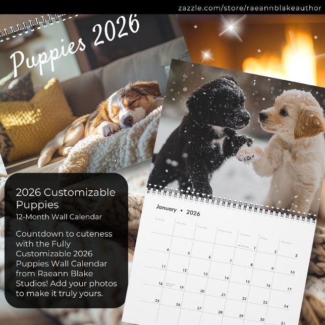 Calendário Fully Customizable 2026 Puppies Wall Calendar (Criador carregado)