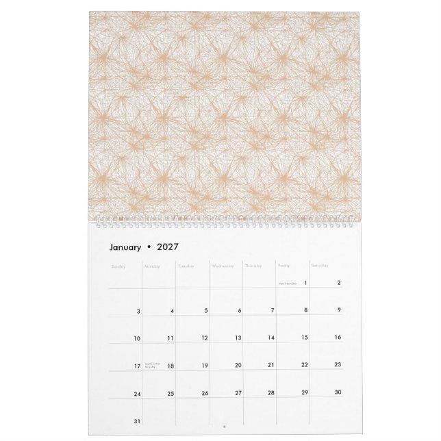 Calendário fundo castanho com círculo (Jan 2027)